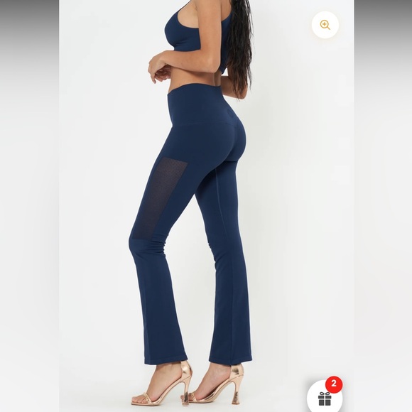 KATOA Glam Mode Seamless Mesh High-Waist Flare Leggings M/L activewear NEW - Picture 3 of 15